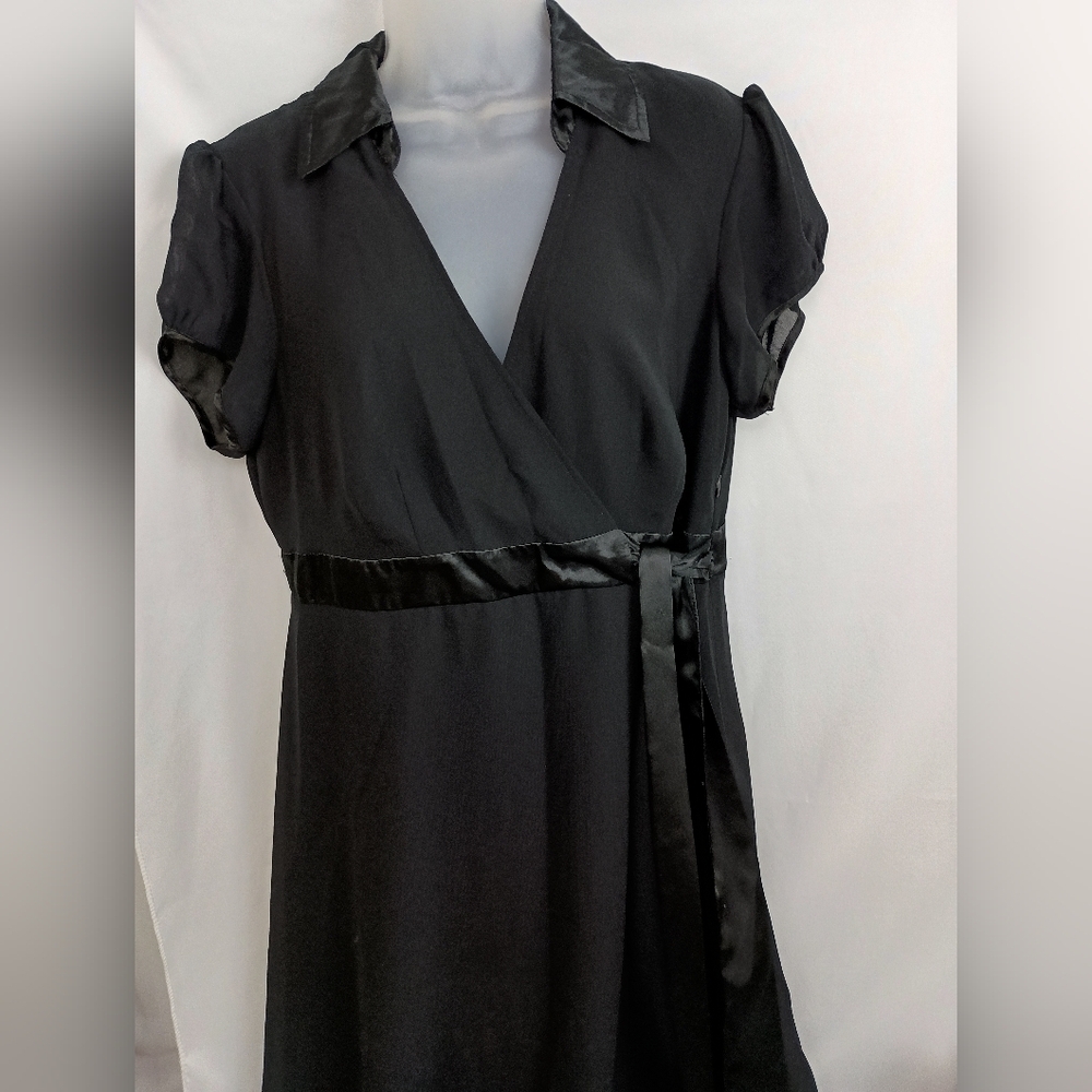 2/$30 GNW Whimsigoth,Goth,Grunge Elegant Black Wrap Dress (#1,444)